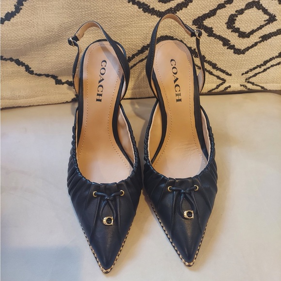 Coach Navy Women's Slingback Heels - Picture 1 of 3